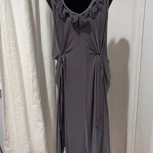 Banana Republic Gray Midi Dress with Knot Detail